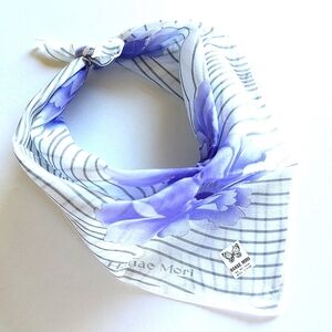 Hanae Mori Cotton 100% Purple Floral Vintage Scarf Twilly 19" Vintage  NEW